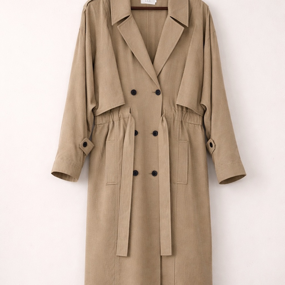 A.L.C. Designer Trench Coat Size 12 Like New Relaxed Fit Luxury Neutra - Picture 2 of 9